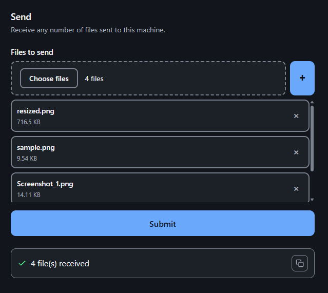 A form sending four files